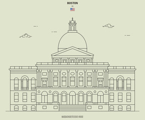 Massachusetts State House in Boston, USA. Landmark icon