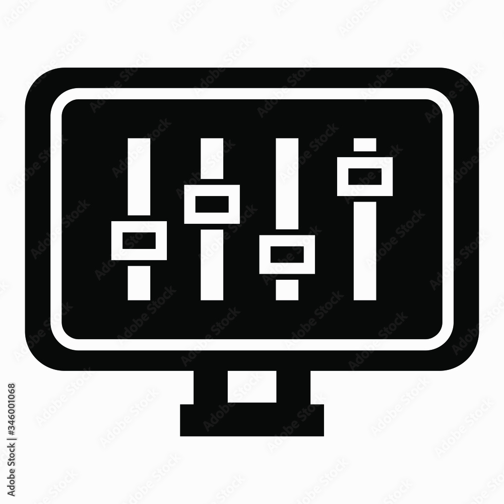 Poster display settings icon. monitor installation. commercial line vector icon for websites and mobile min