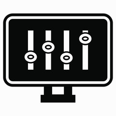 Display settings icon. Monitor installation. Commercial line vector icon for websites and mobile minimalistic flat design.