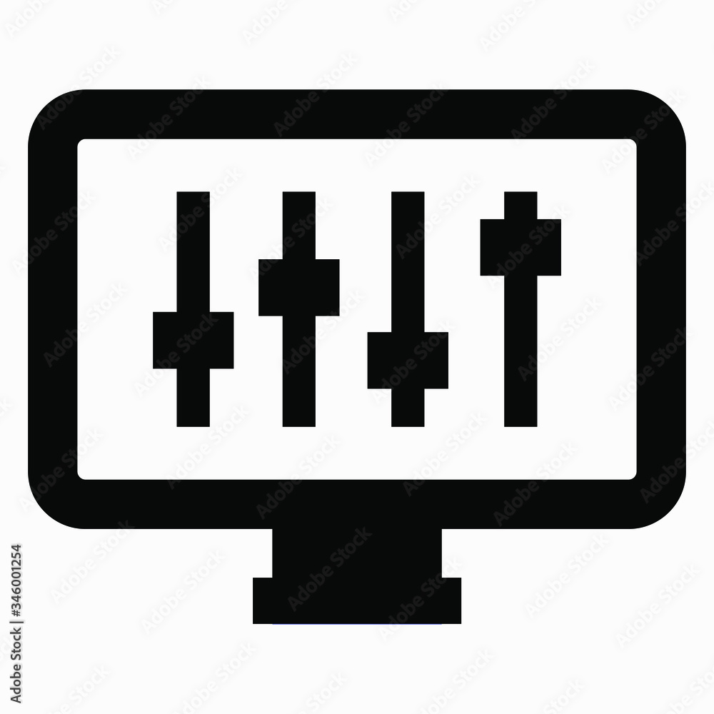 Poster display settings icon. monitor installation. commercial line vector icon for websites and mobile min