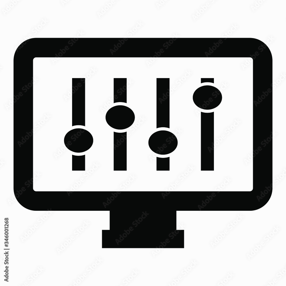 Poster display settings icon. monitor installation. commercial line vector icon for websites and mobile min