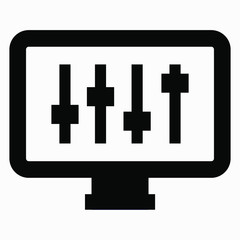 Obraz premium Display settings icon. Monitor installation. Commercial line vector icon for websites and mobile minimalistic flat design.