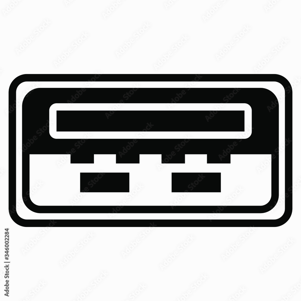 Aufkleber usb port. illustration of usb connection. the device uses usb. jumper or output usb. vector icon.
