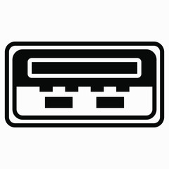 USB port. Illustration of usb connection. The device uses usb. Jumper or output usb. Vector icon. 