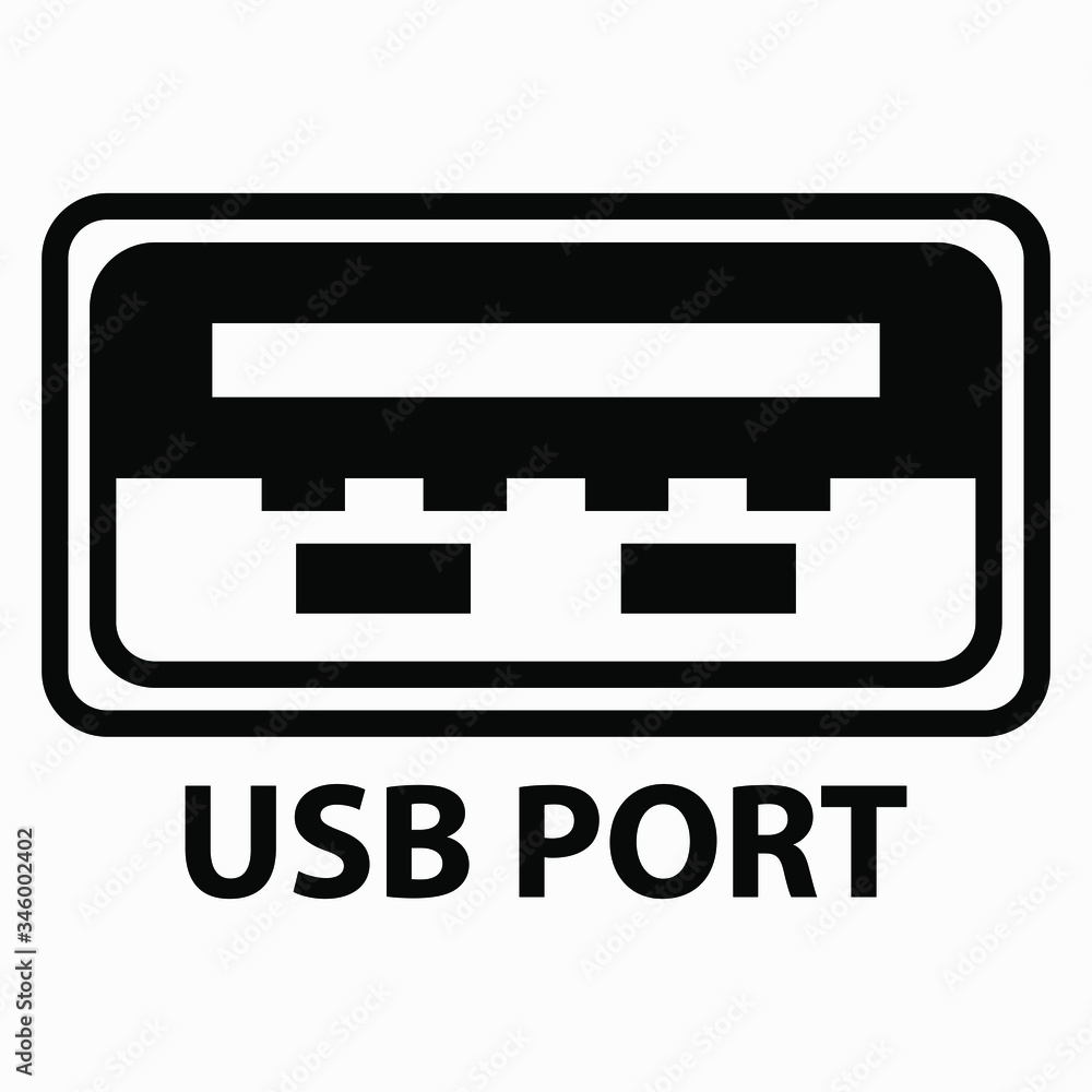 Poster usb port. illustration of usb connection. the device uses usb. jumper or output usb. vector icon.