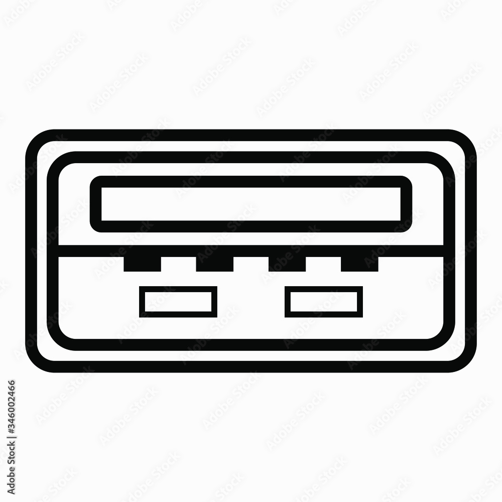 Poster usb port. illustration of usb connection. the device uses usb. jumper or output usb. vector icon.