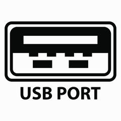 USB port. Illustration of usb connection. The device uses usb. Jumper or output usb. Vector icon. 