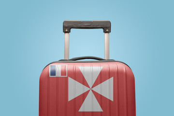 Baggage with Wallis & Futuna flag print tourism and vacation concept.