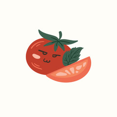 Fresh red tomatoes vector illustrations. hand draw cartoon Scandinavian nordic design style for fashion or interior or cover or textile or background.