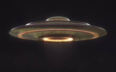 UFO Unidentified Flying Object Clipping Path. Unidentified flying object UFO with clipping path included. UFO 3D illustration.