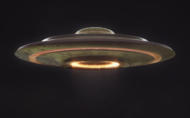 UFO Unidentified Flying Object Clipping Path. Unidentified flying object UFO with clipping path included. UFO 3D illustration. © ktsdesign