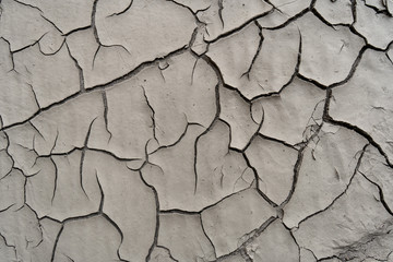 Textura de suelo de barro agrietado y seco por la falta de agua