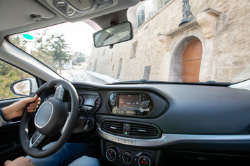 Driving car Italy streets