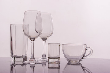 empty wine glass on white background
