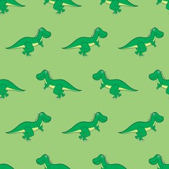 Obraz premium seamless pattern background with green dinosaur animal, cute illustration vector cartoon style drawing