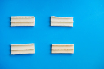 Parallel lines or bricks on a blue background