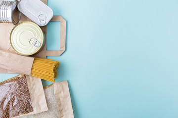 Coronavirus food supplies flat lay