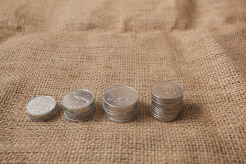 Indonesia money, rupiah coins, 