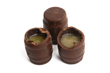 chocolate barrels with liquor