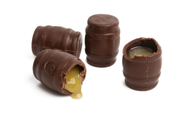 chocolate barrels with liquor