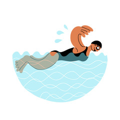 Butterfly style swimming woman