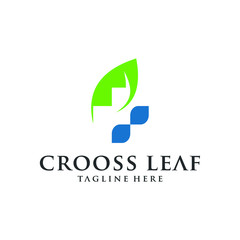 cross medical logo logo with natural leaves