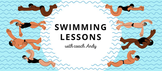 Swimming training horizontal banner