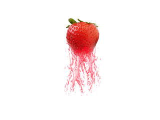 Image of fruit juice dripping from a Strawberry