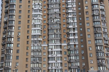 view of multistory modern blocks of flat. Windows of neighbors in house opposite