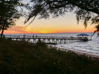 Fototapeta na wymiar Mobile Bay Sunset near Daphne Alabama