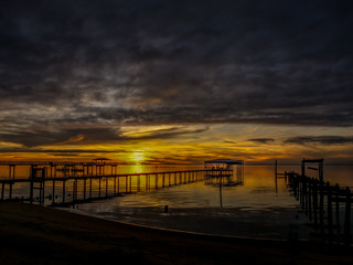 Obraz premium Mobile Bay Sunset near Daphne Alabama