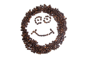 coffee beans on white highlighted background