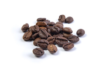 coffee beans on white highlighted background
