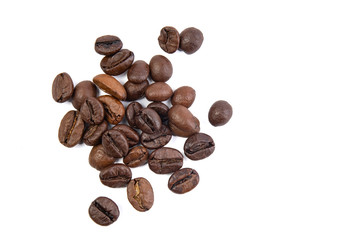 coffee beans on white highlighted background