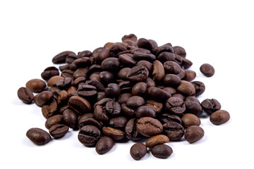 coffee beans on white highlighted background