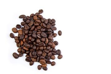 coffee beans on white highlighted background