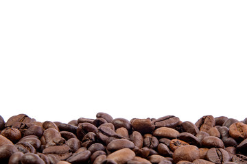 coffee beans on white highlighted background