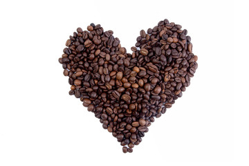 coffee beans on white highlighted background