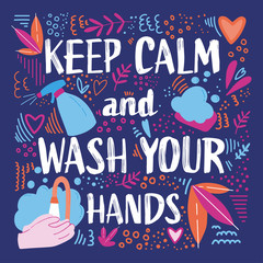 Colourful handwritten poster with lettering about hygiene. 