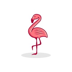 pink playful fun drawing of flamingo for Logo mascot and icon or sign template vector stock illustration