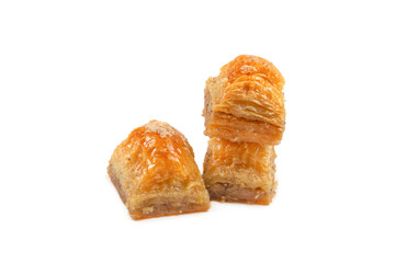 Delicious sweet baklava isolated on white background.