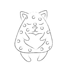 illustration of a cute cat drawn in pencil