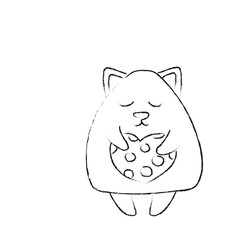 illustration of a cute cat drawn in pencil