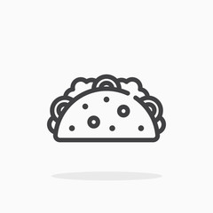 Taco icon in line style. Editable stroke.