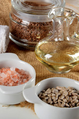 salt, oatmeal, sunflower seeds, for home care during quarantine