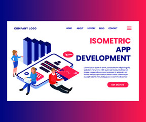 Isometric Artwork Concept of App Development 