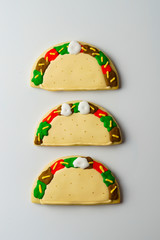 Sugar cookies decorated like tacos