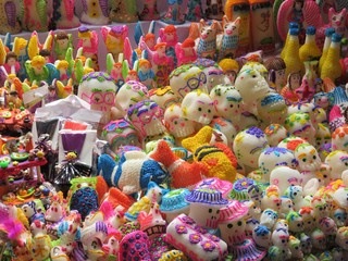 Fototapeta na wymiar Colorful Mexican Day of the dead sugar skulls - calaveritas