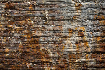 Beautiful pattern of rust and salt on the concrete wall of an ancient sea fort.  Concept for the designer.