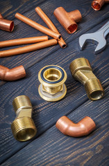 Spare parts with copper and brass accessories for plumbing repair